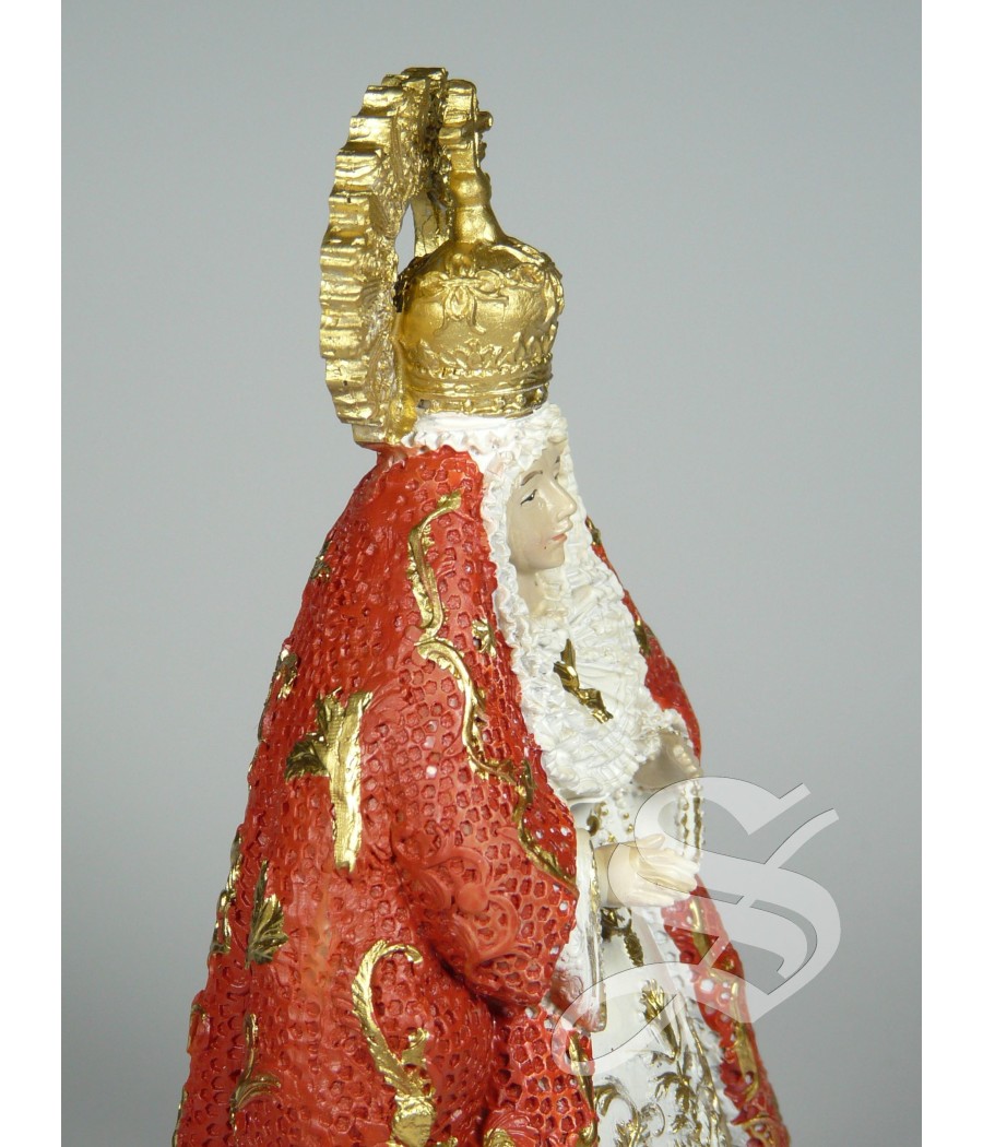 VIRGEN DE CANDELERO MANTO ROJO 15 CM.