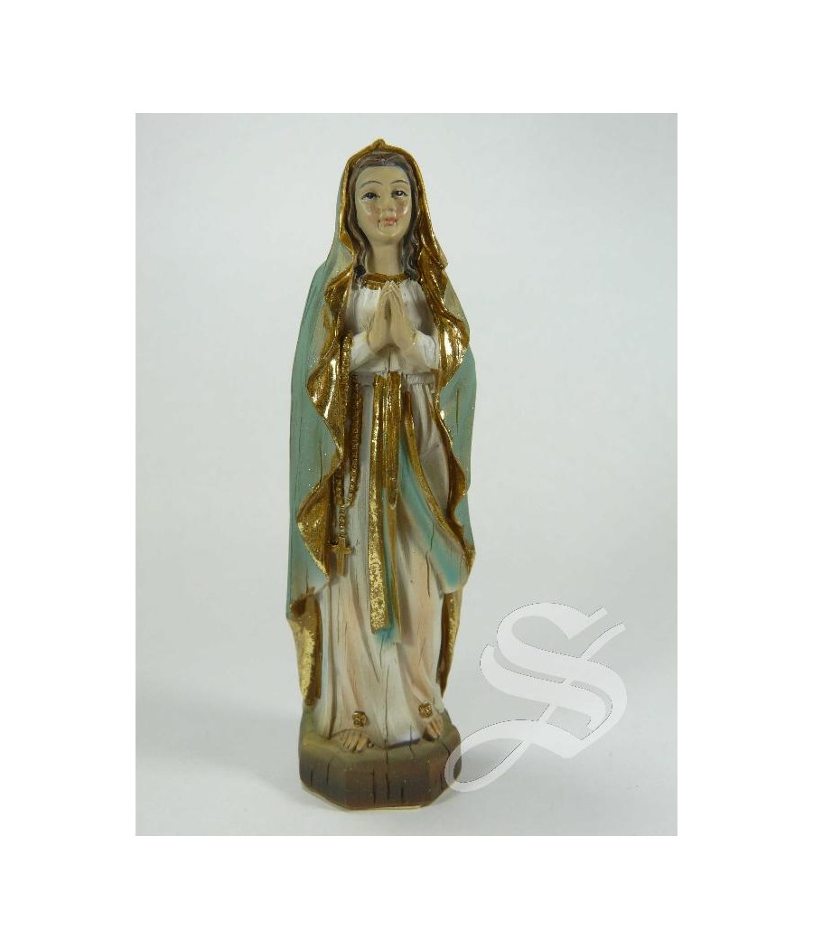 VIRGEN DE LOURDES MADERA VIEJA 12 CM