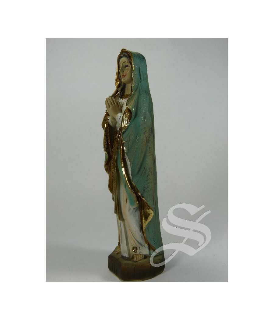 VIRGEN DE LOURDES MADERA VIEJA 12 CM