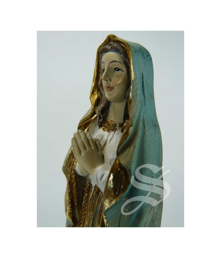 VIRGEN DE LOURDES MADERA VIEJA 12 CM