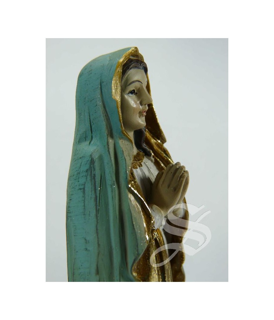 VIRGEN DE LOURDES MADERA VIEJA 12 CM