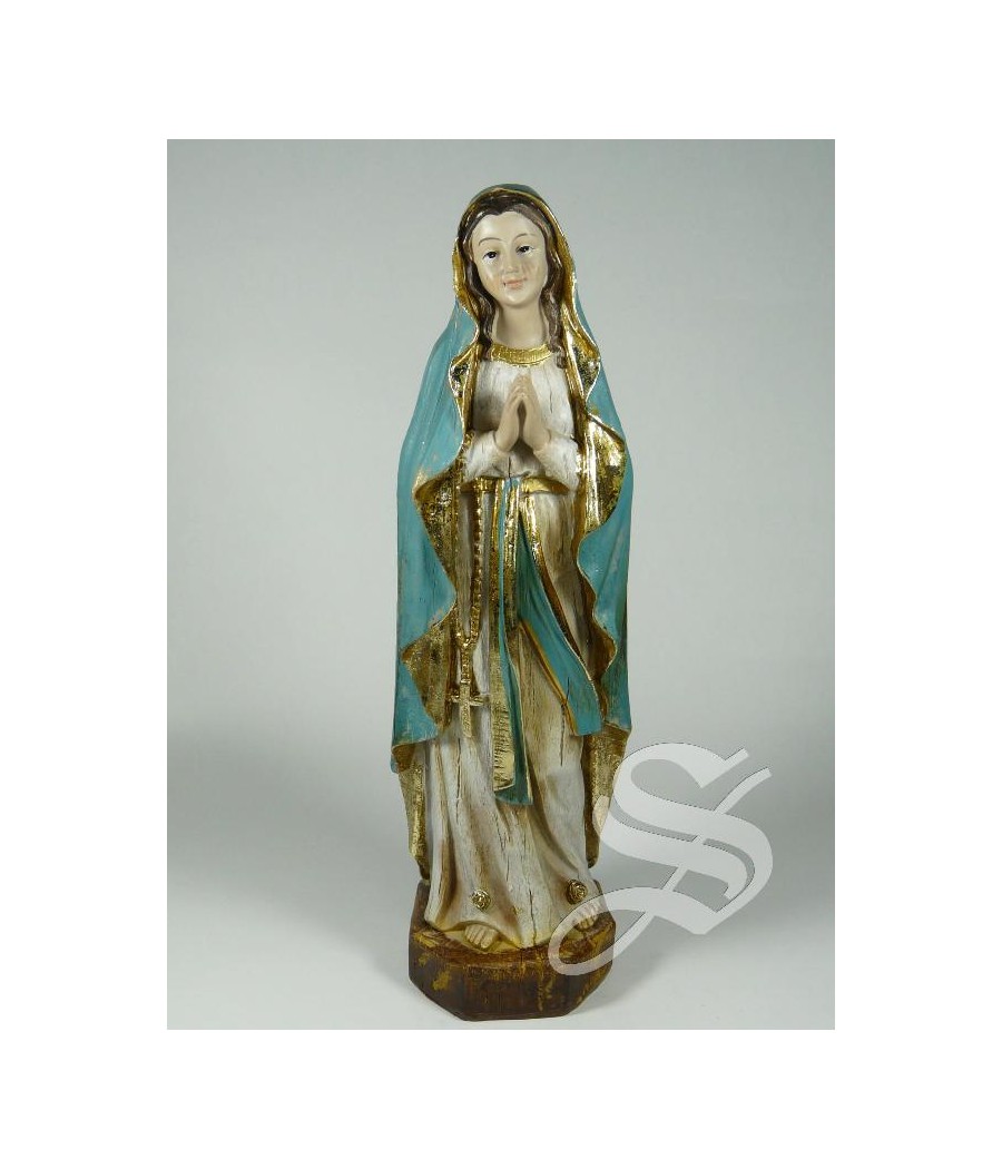 VIRGEN DE LOURDES MADERA VIEJA 20 CM.