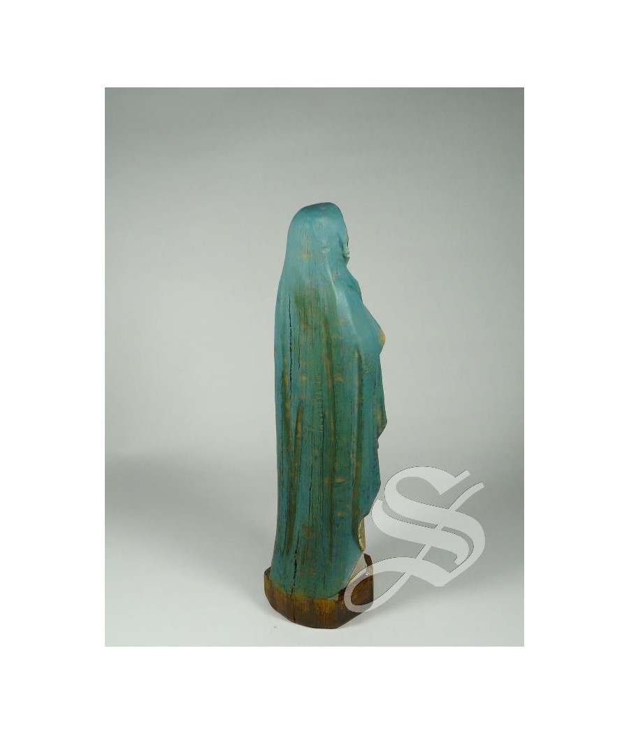 VIRGEN DE LOURDES MADERA VIEJA 20 CM.