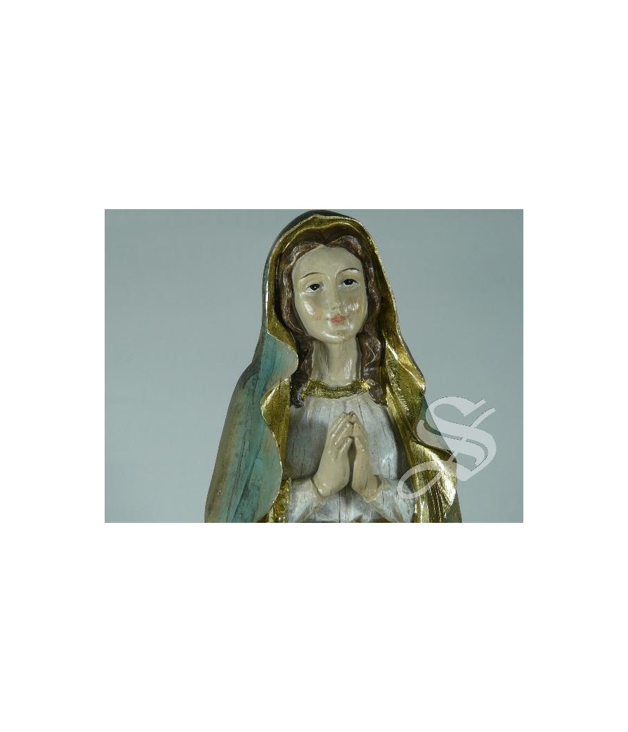 VIRGEN DE LOURDES MADERA VIEJA 30 CM.