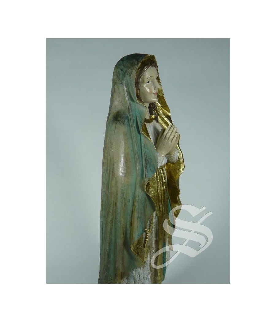 VIRGEN DE LOURDES MADERA VIEJA 30 CM.