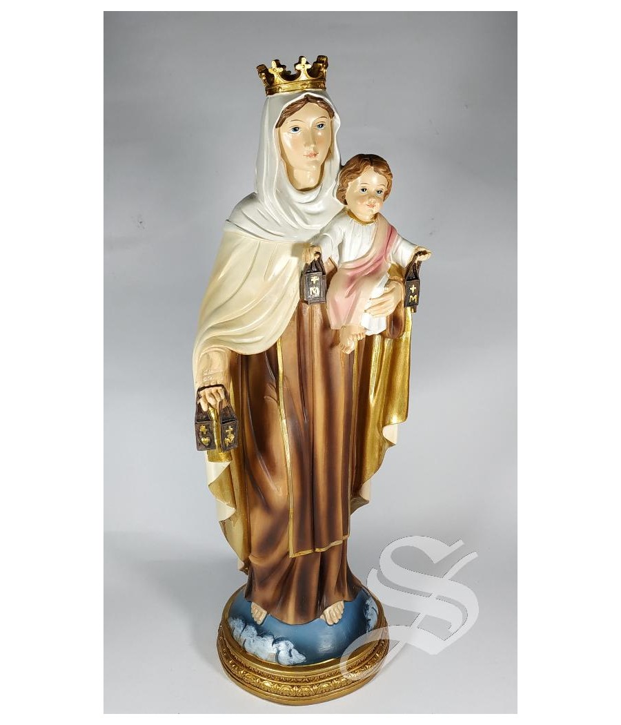 VIRGEN DEL CARMEN BASE AZUL 40 CM. RESINA