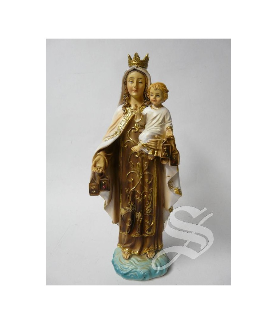 VIRGEN DEL CARMEN MADERA VIEJA 21 CM.