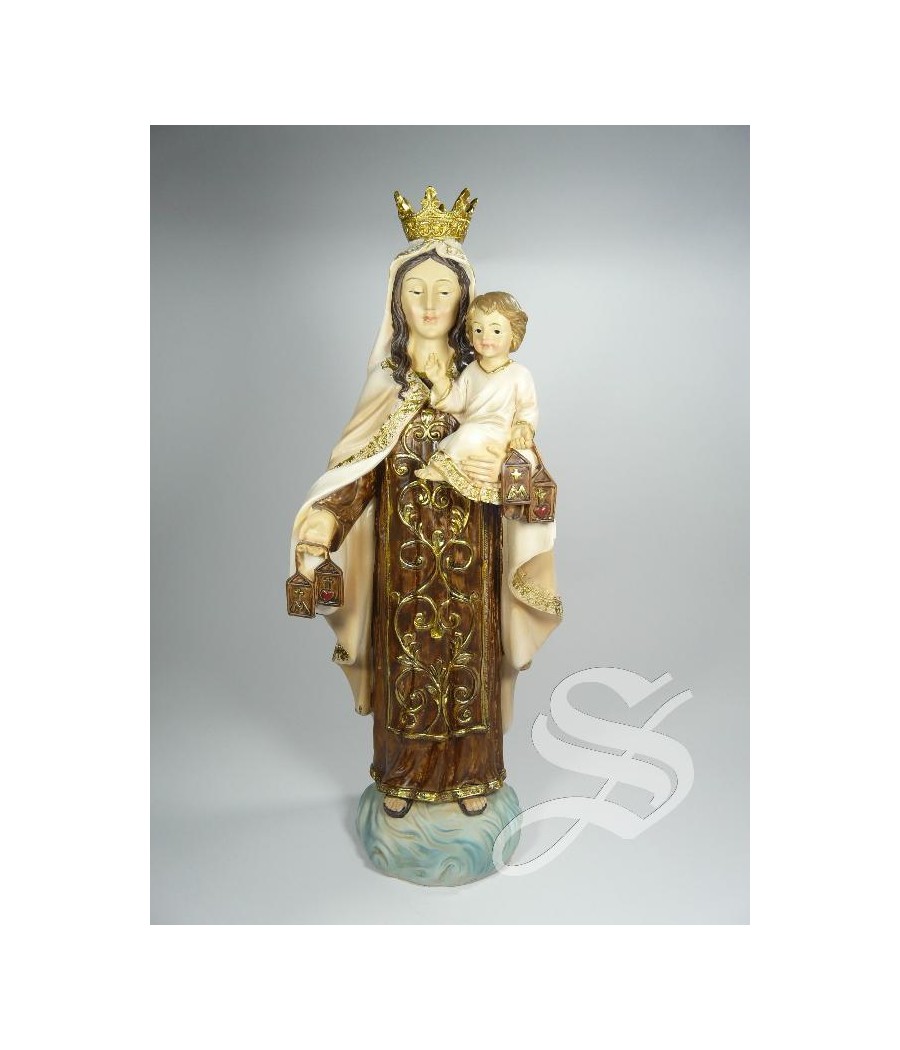 VIRGEN DEL CARMEN MADERA VIEJA 31 CM.