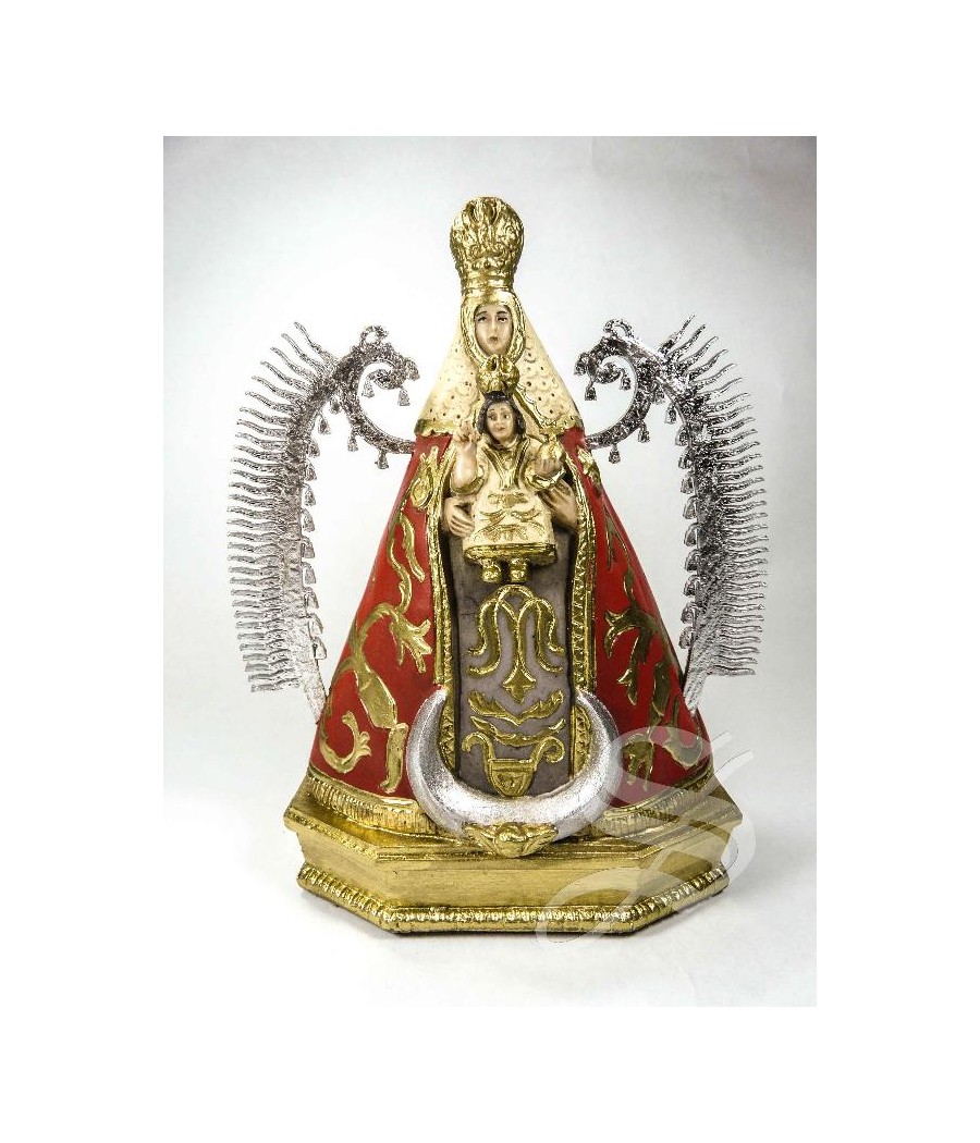 VIRGEN DEL PRADO 15 CM. MANTO COLOR ROJO MARMOLINA