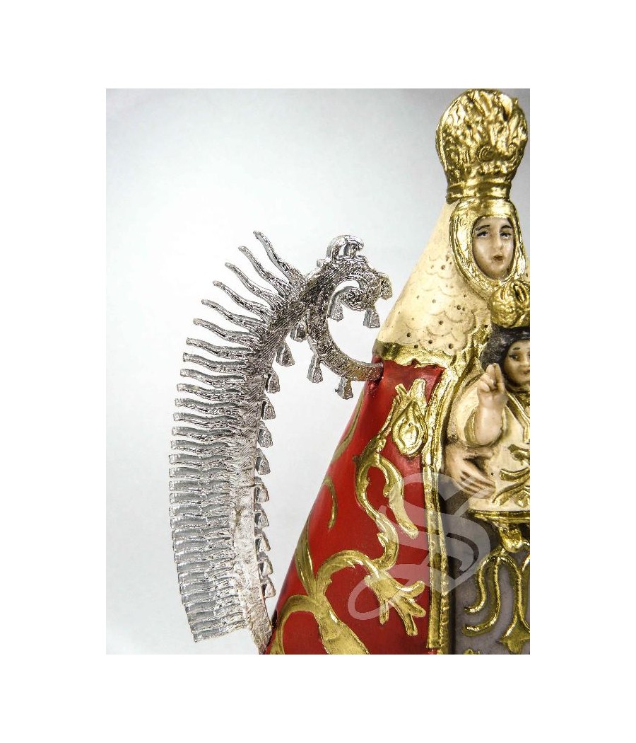 VIRGEN DEL PRADO 15 CM. MANTO COLOR ROJO MARMOLINA