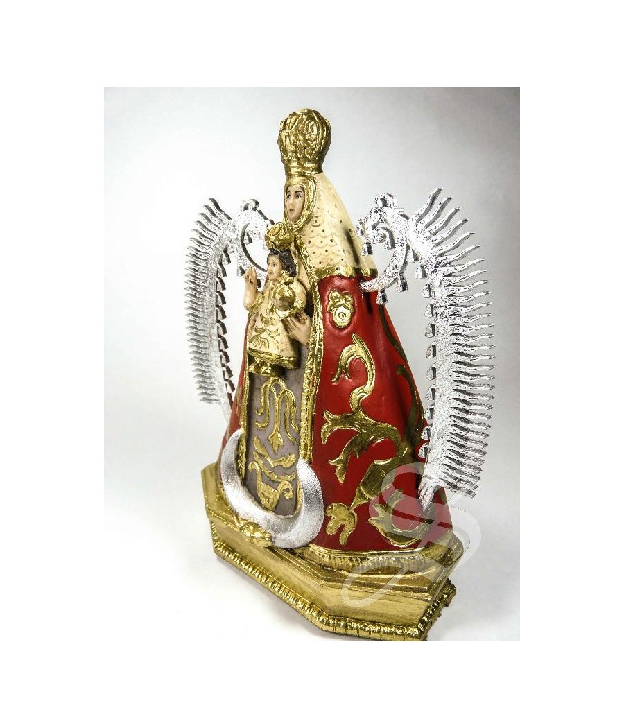 VIRGEN DEL PRADO 15 CM. MANTO COLOR ROJO MARMOLINA