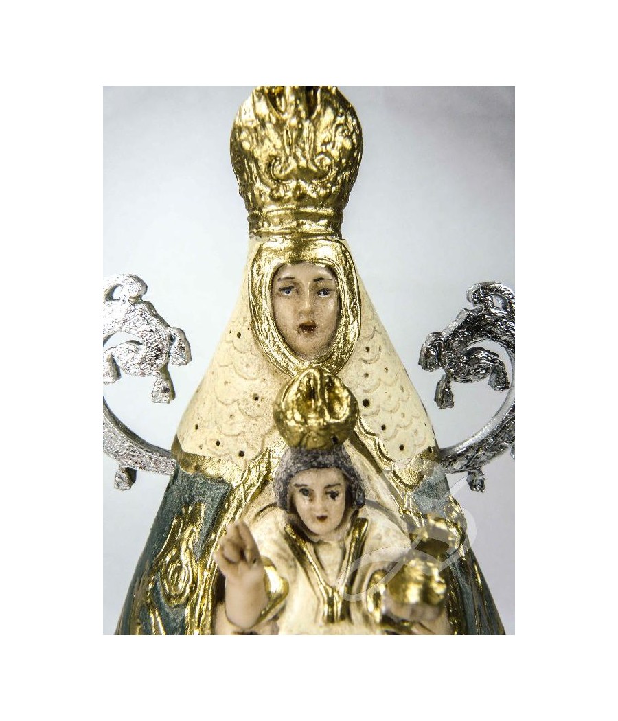 VIRGEN DEL PRADO 15 CM. MANTO COLOR VERDE MARMOLINA