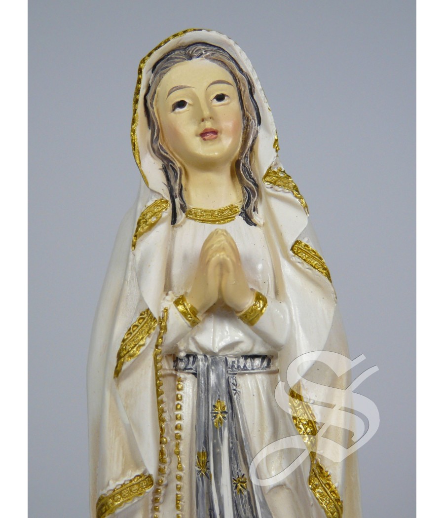 VIRGEN LOURDES BASE MARRON 13 CM.