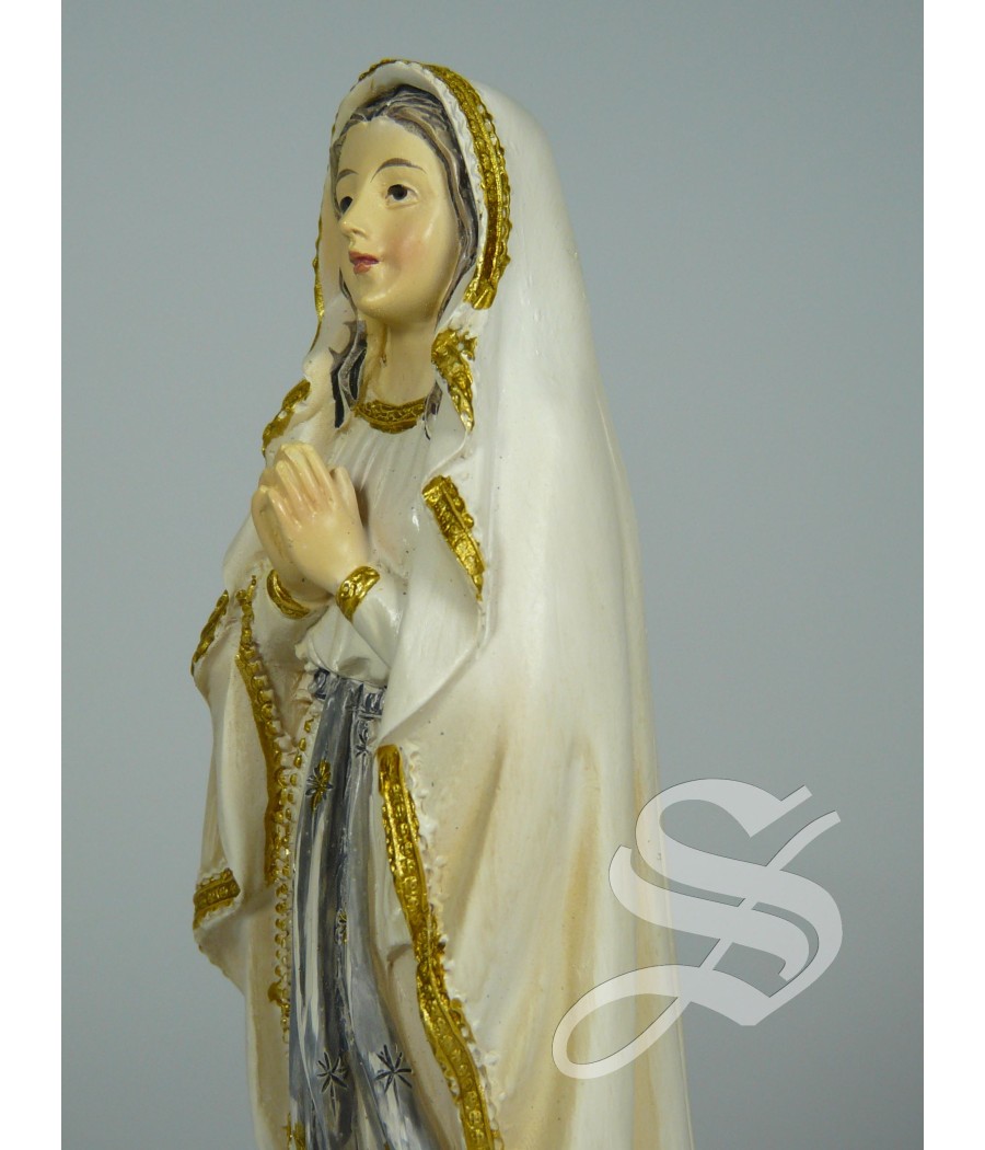 VIRGEN LOURDES BASE MARRON 13 CM.