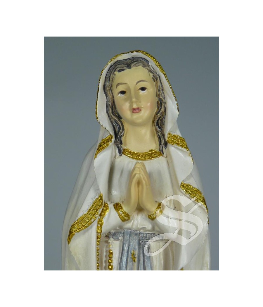 VIRGEN LOURDES BASE MARRON 20 CM.