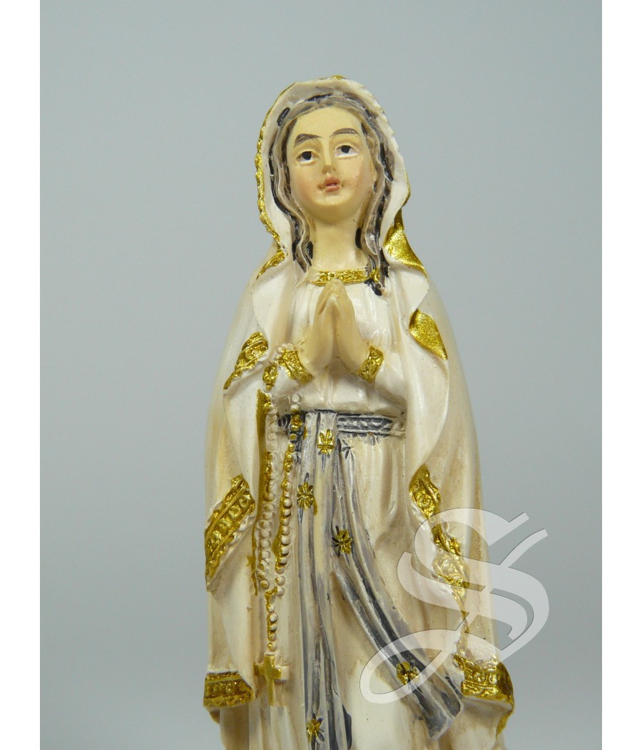 VIRGEN LOURDES BASE MARRON 8 CM.