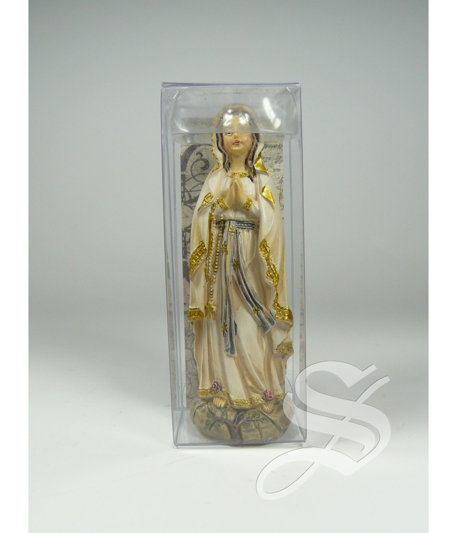 VIRGEN LOURDES BASE MARRON 8 CM.