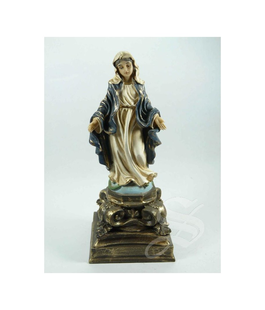 VIRGEN MILAGROSA 14 CM. CON PEANA. MEDIDA TOTAL 20 CM. DE ALTO. BASE PEANA 8*8