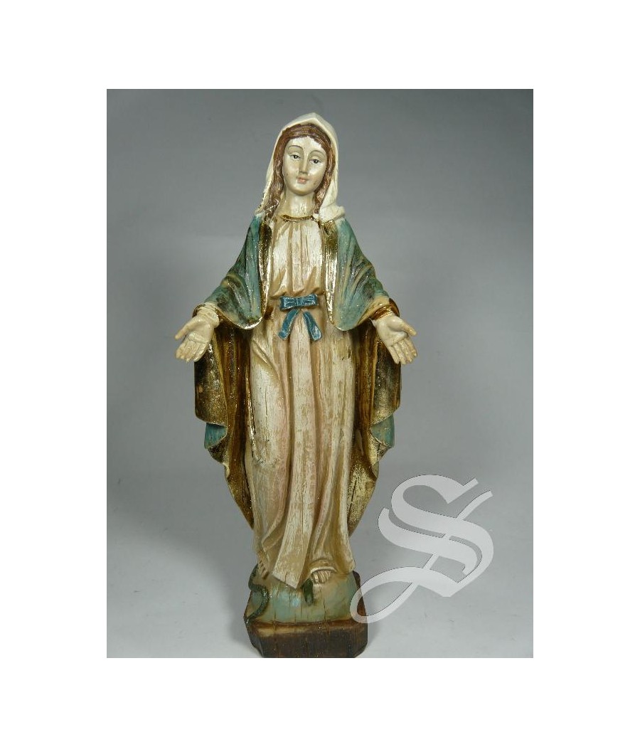 VIRGEN MILAGROSA MADERA VIEJA 21 CM