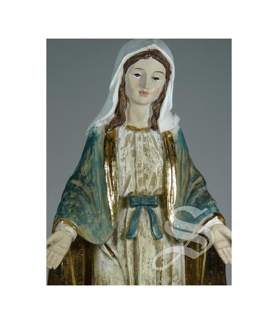 VIRGEN MILAGROSA MADERA VIEJA 31 CM.