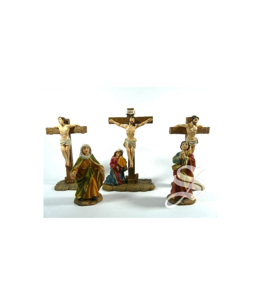 CRUCIFISION DE JESUS 14 CM. 6 FIGURAS RESINA