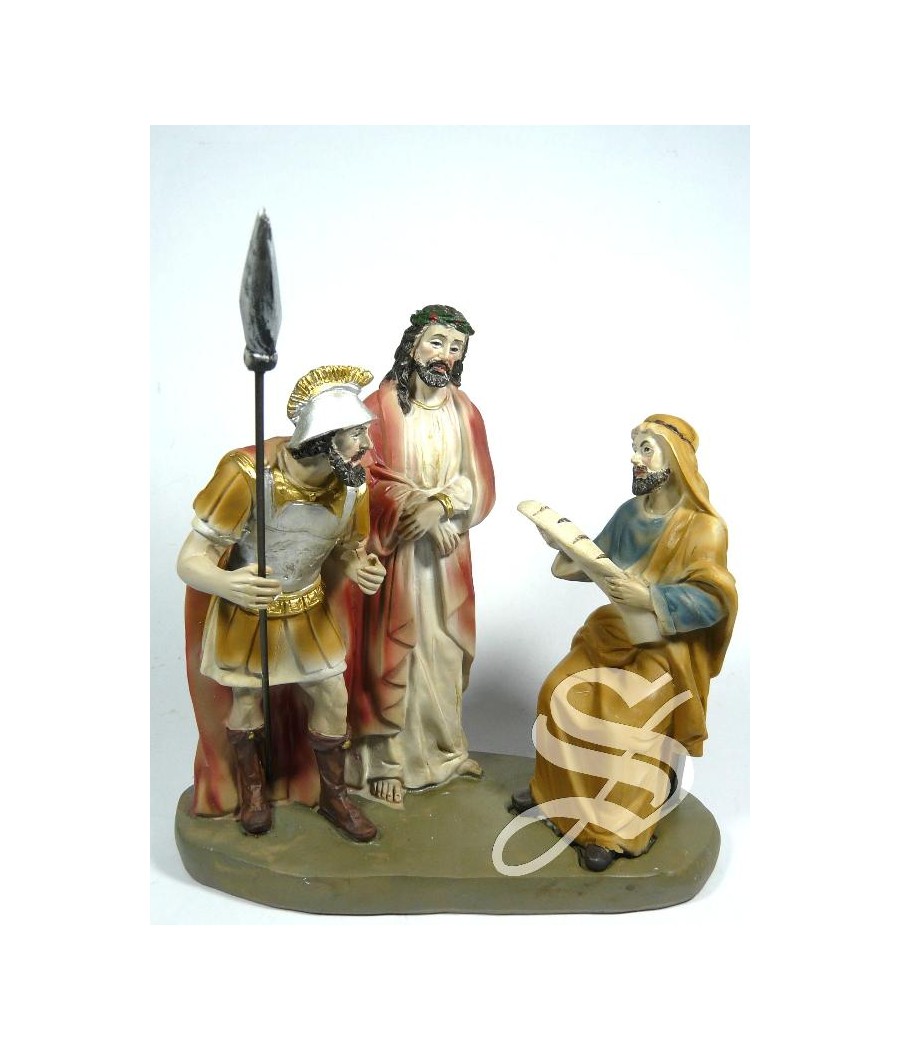 JESUS SENTENCIA 14,6 CM. RESINA 3 FIGURAS