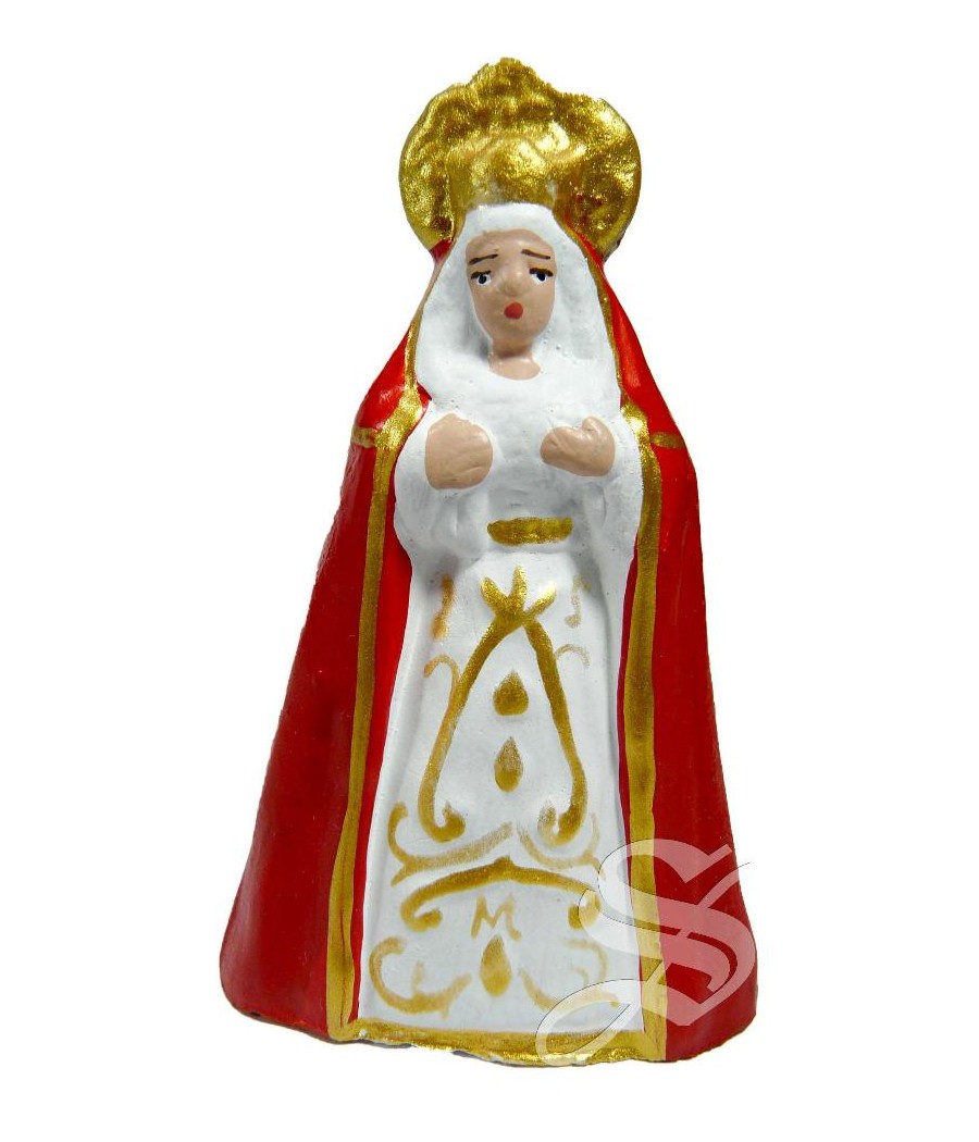 VIRGEN CANDELERO MANTO ROJO ARTESANIA ALBOROX