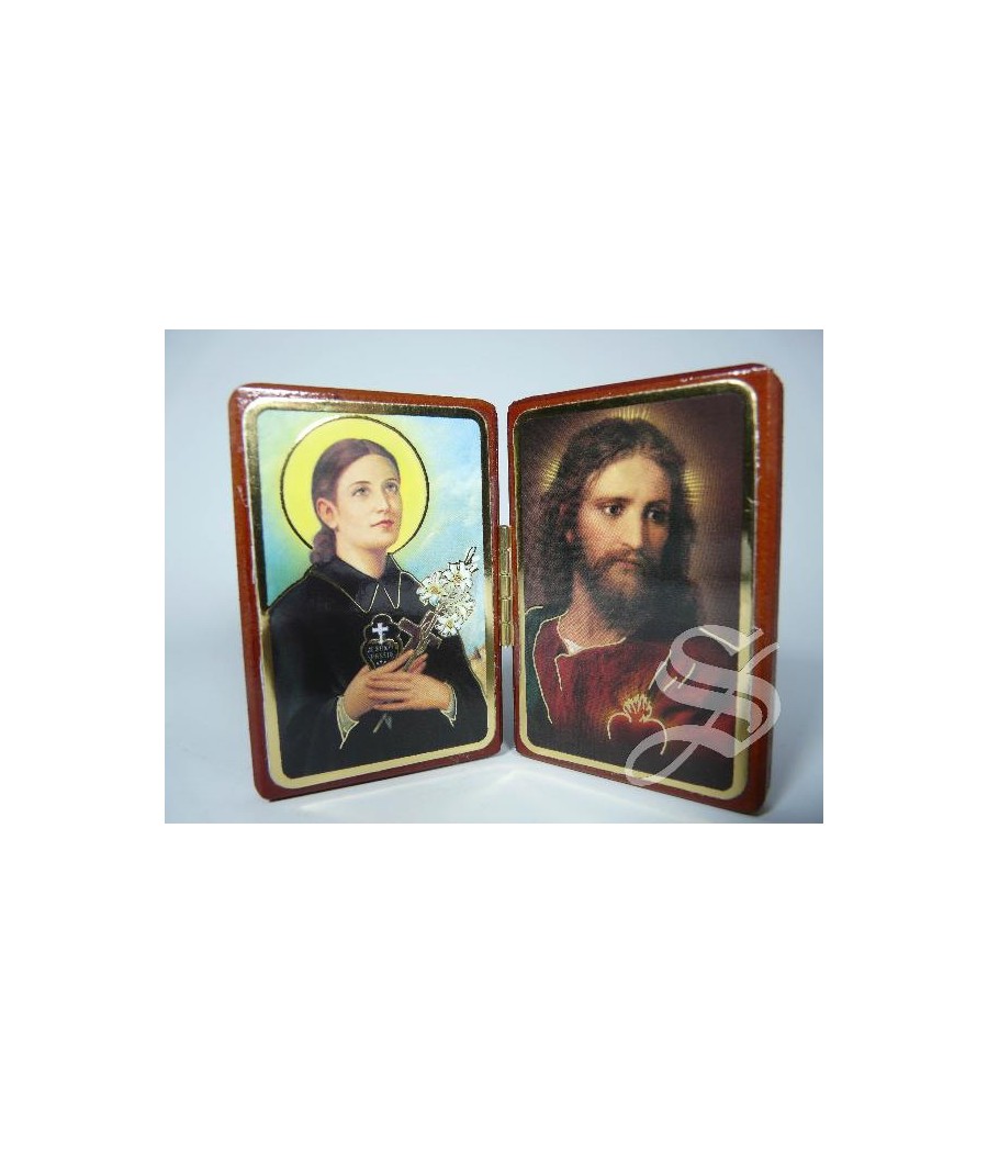 DIPTICO DE MADERA SANTA GEMA Y CORAZON DE JESUS 5,5 X 7 DIPTICO DE MADERA SANTA GEMA Y CORAZON DE JESUS 5,5 X 7