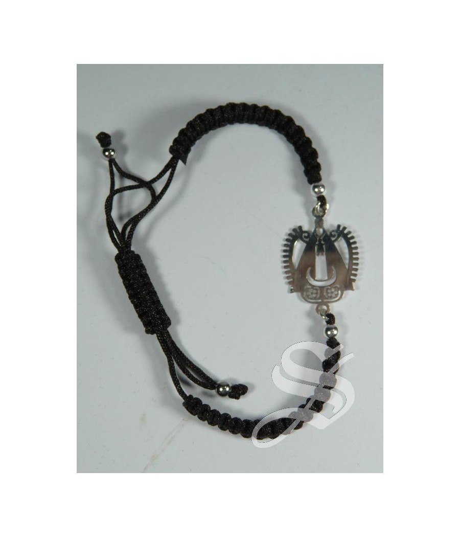 PULSERA VIRGEN DEL PRADO SILUETA.PLATA 21MM DE CORDON MACRAME