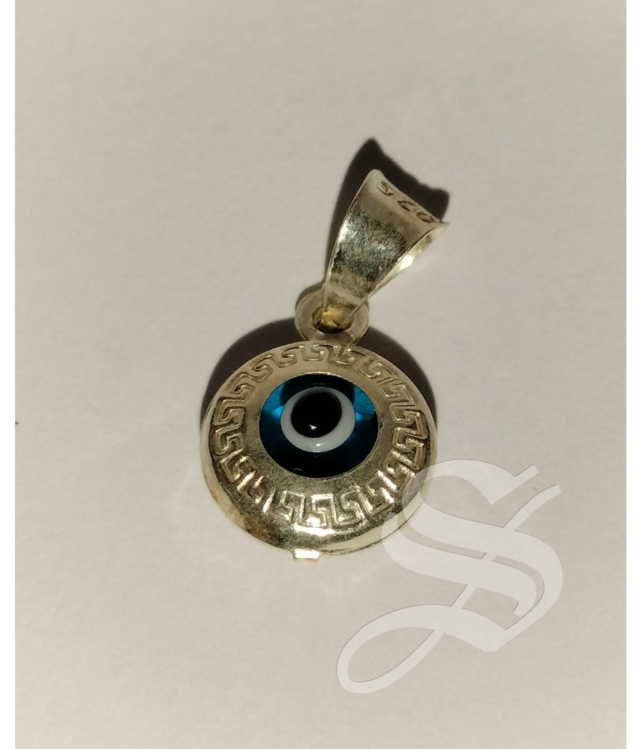 OJO TURCO PLATA CON ESMALTE AZUL 0,8 MM.