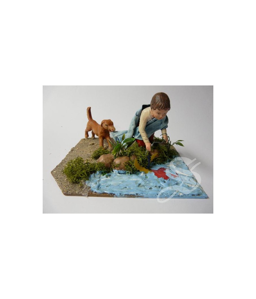 NIÑO CON PERRO. 14 CM
