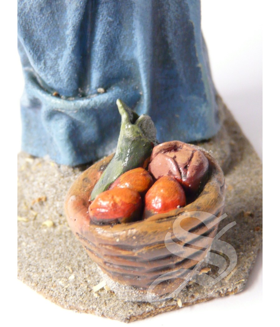 PASTORA AGACHADA CON NIÑO. 17CM
