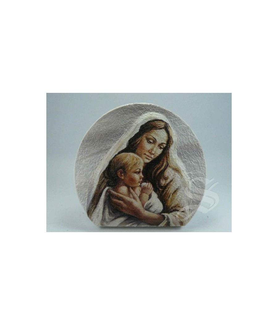 CUADRO EFECTO PIEDRA 10*15 VIRGEN CON NIÑO