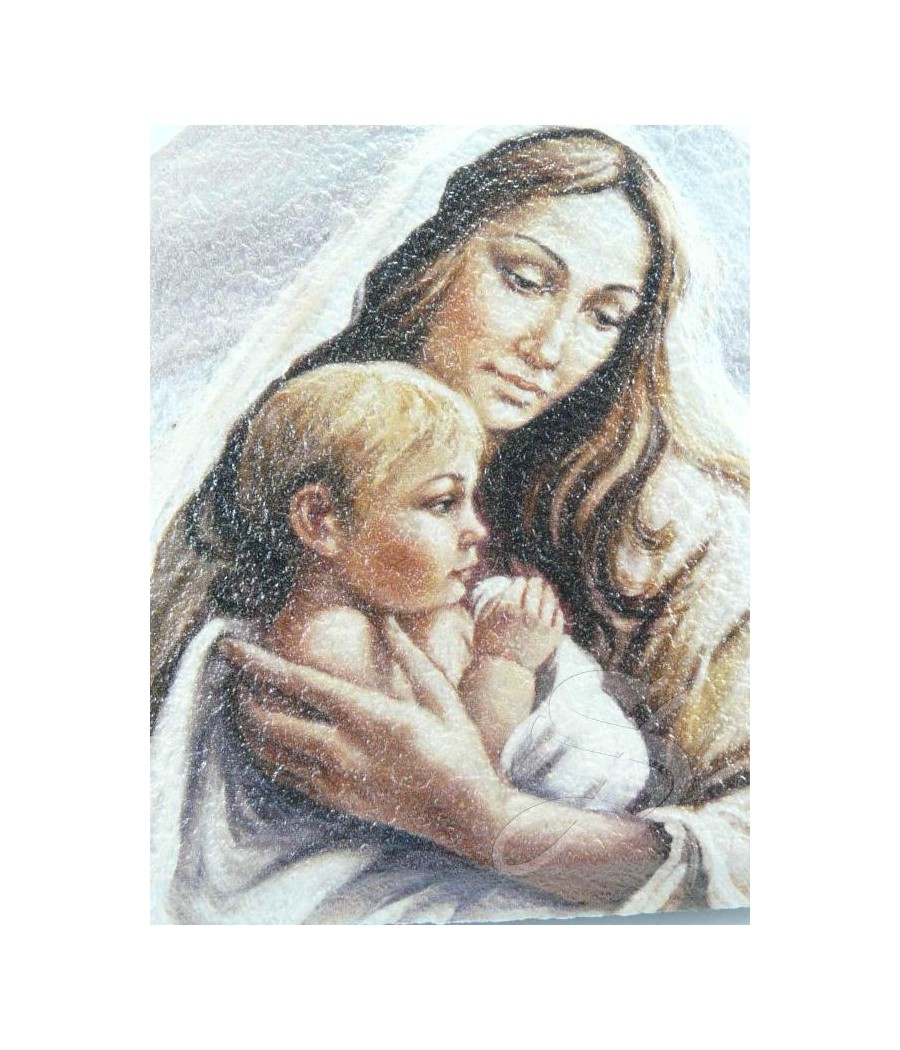 CUADRO EFECTO PIEDRA 10*15 VIRGEN CON NIÑO