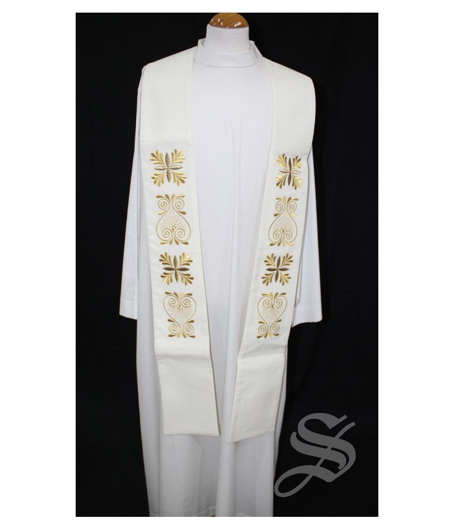 ESTOLA 709 BLANCA HOJAS DORADAS ESPECIAL