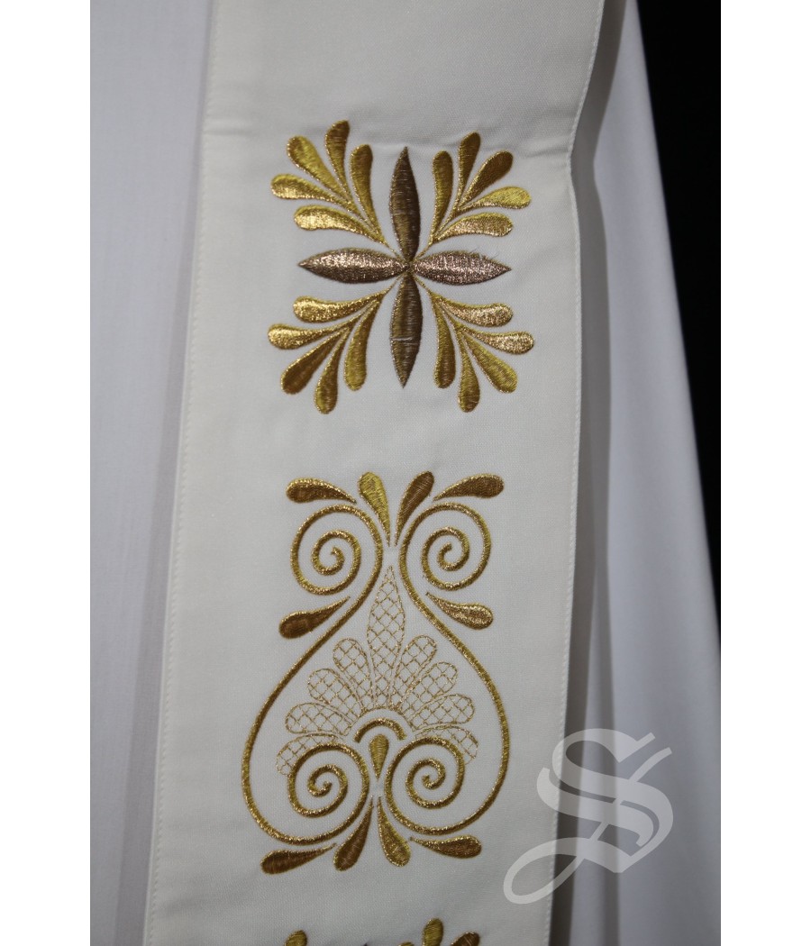 ESTOLA 709 BLANCA HOJAS DORADAS ESPECIAL
