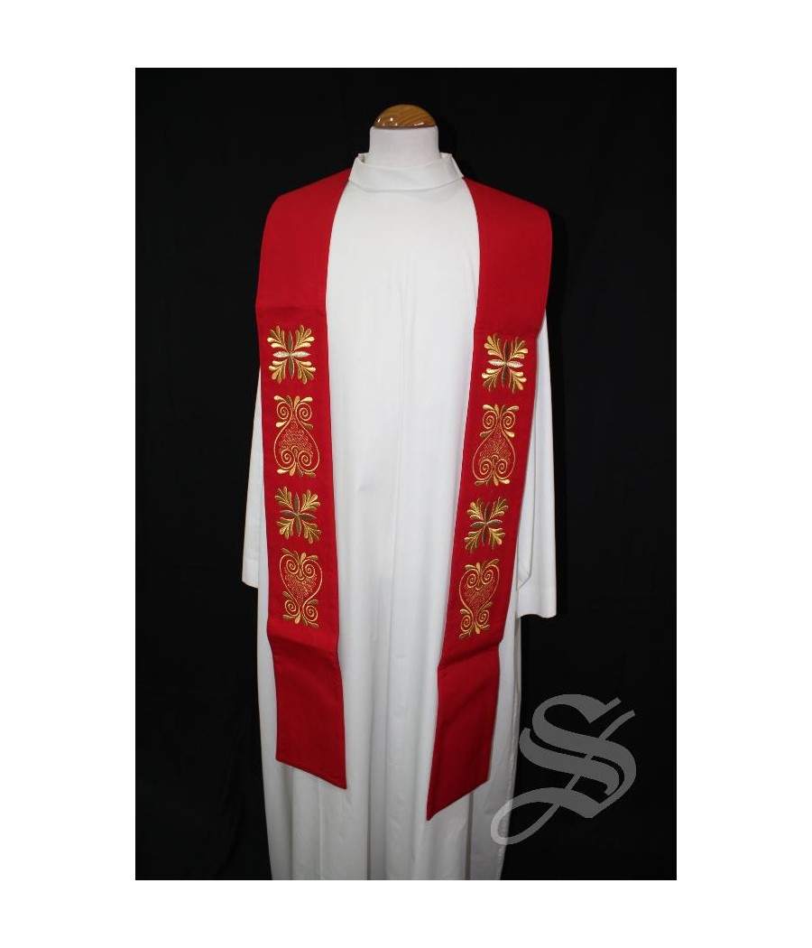 ESTOLA 709 ROJA HOJAS DORADAS ESPECIAL