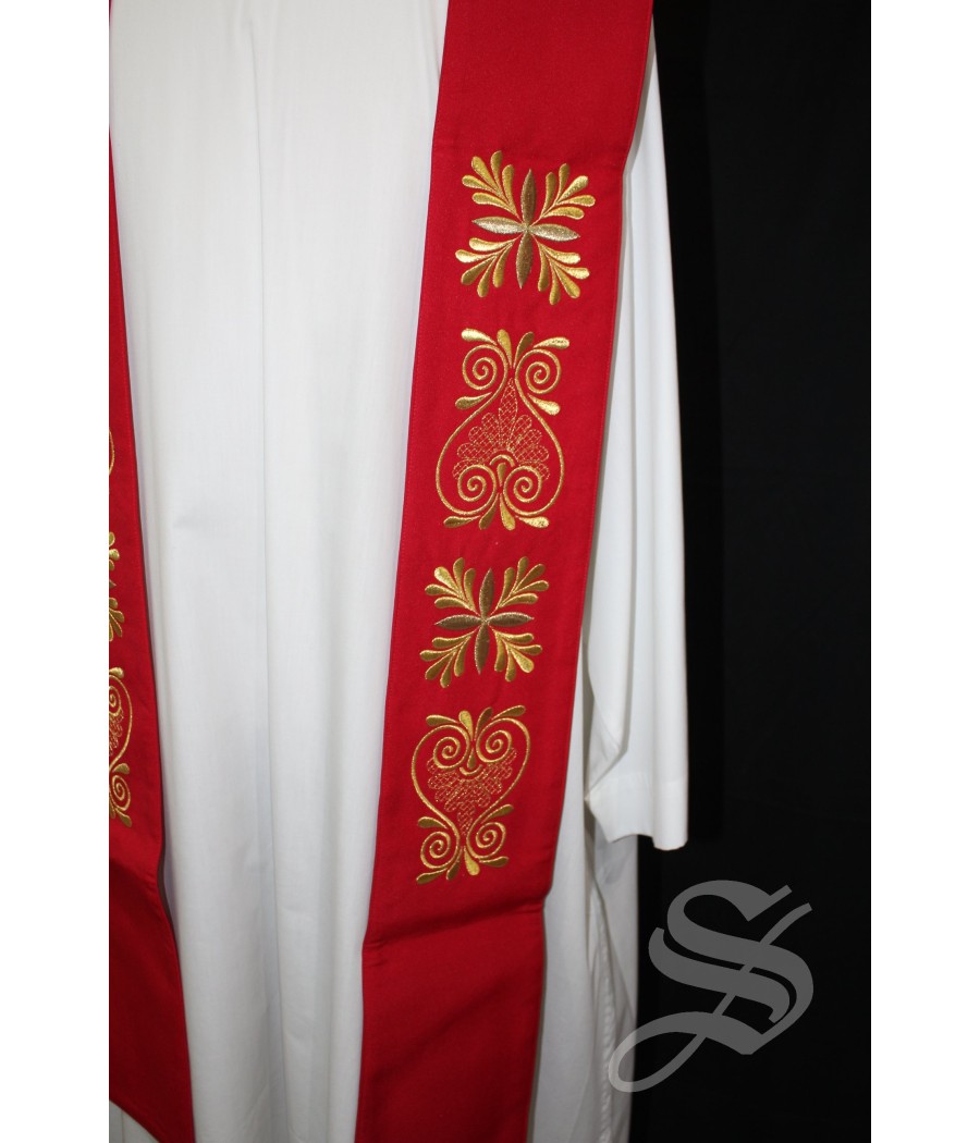 ESTOLA 709 ROJA HOJAS DORADAS ESPECIAL