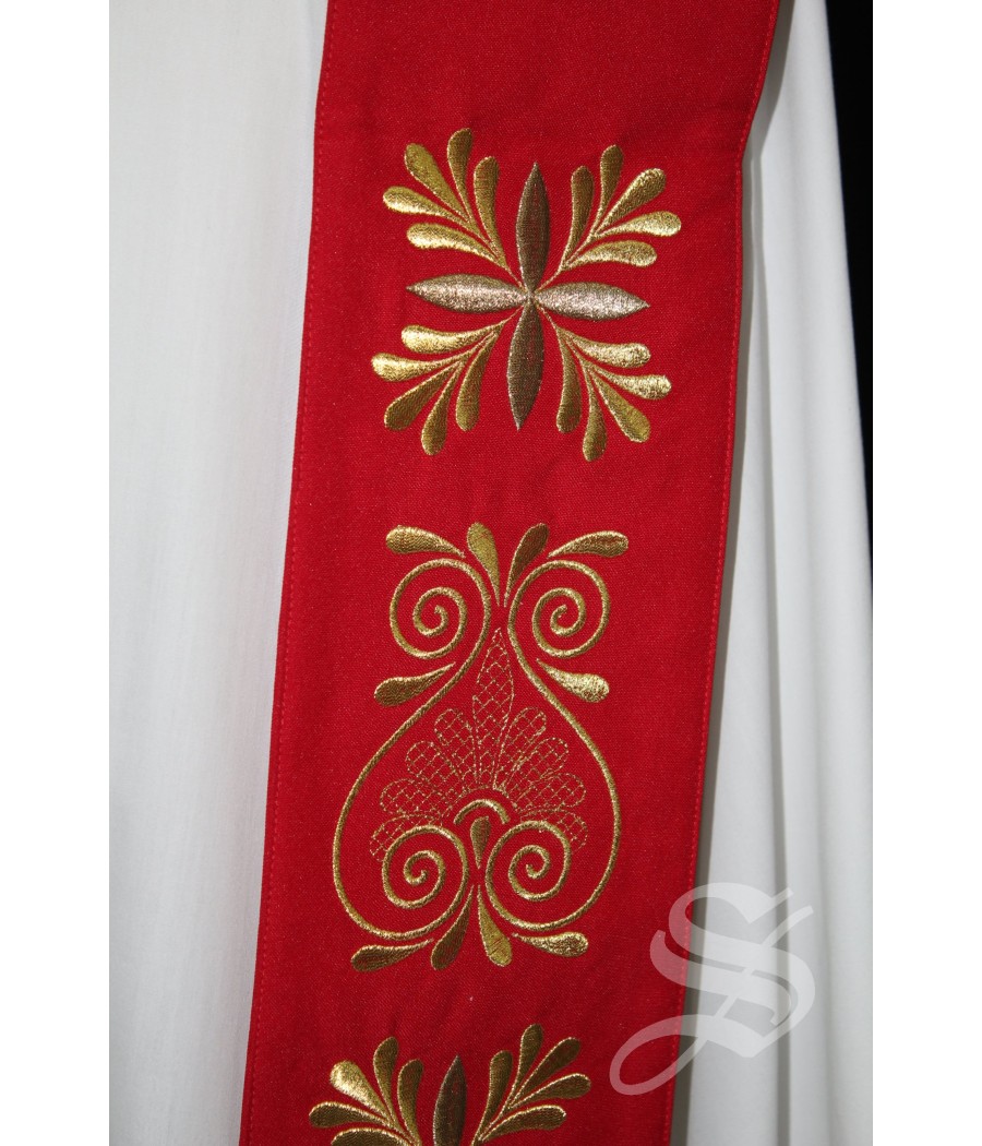 ESTOLA 709 ROJA HOJAS DORADAS ESPECIAL