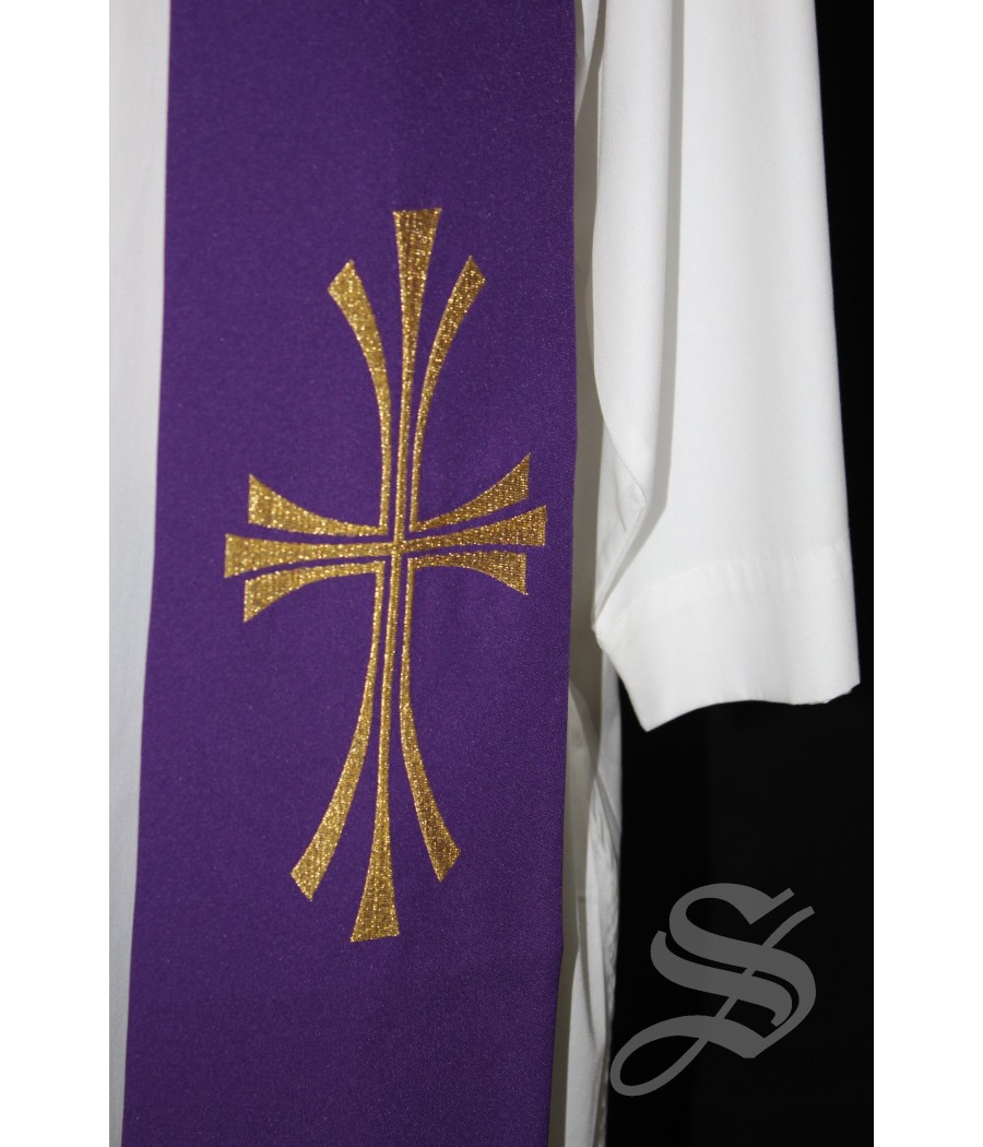 ESTOLA 805 MORADA CRUZ DORADA DOBLE