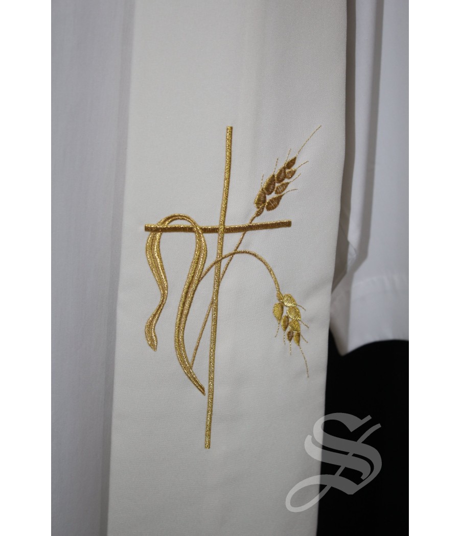 ESTOLA 814 BLANCA CRUZ CON ESPIGA DORADA