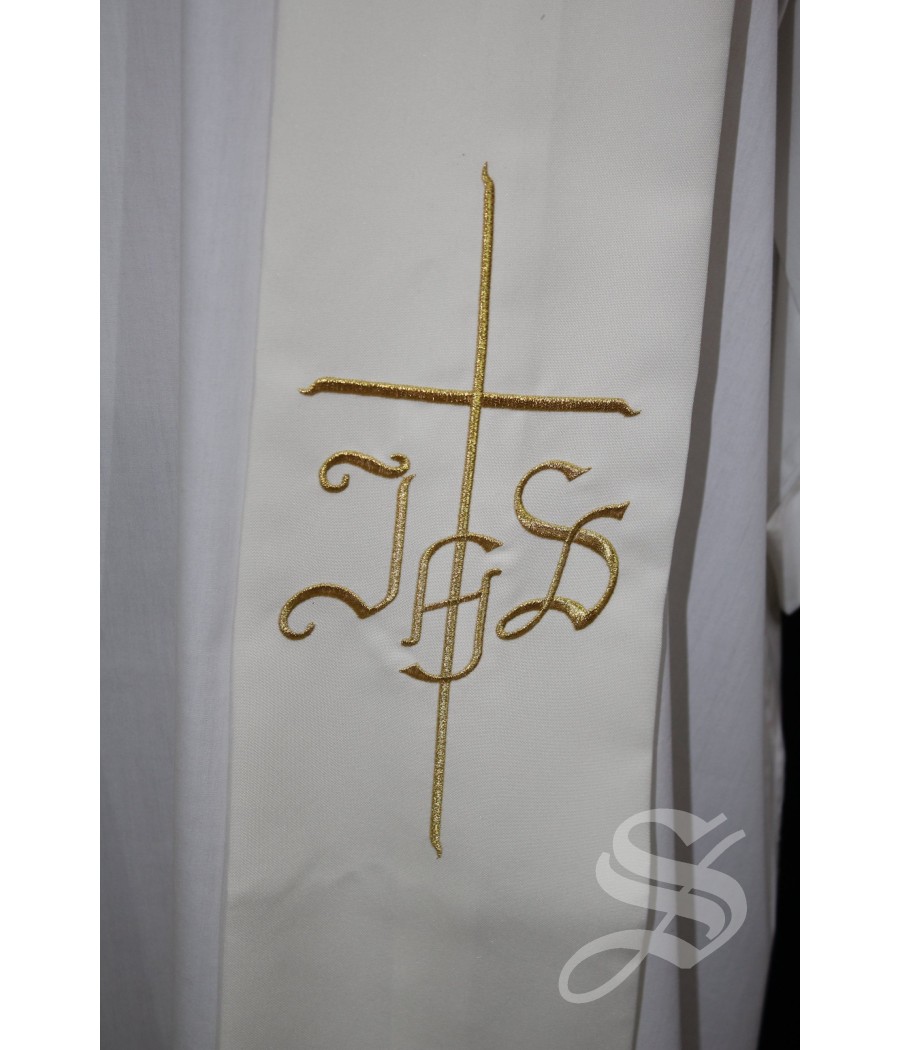 ESTOLA 815 BLANCA CRUZ CON JHS DORADA