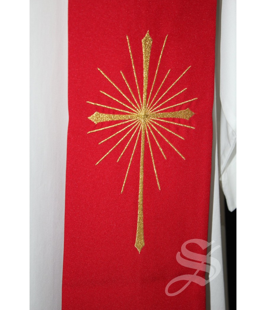 ESTOLA 824 ROJO CRUZ RAYOS DORADA