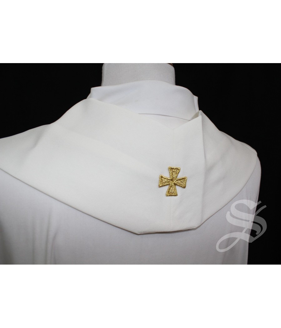 ESTOLA 846 BLANCA CRUZ HOJAS EN BLANCO Y DORADO