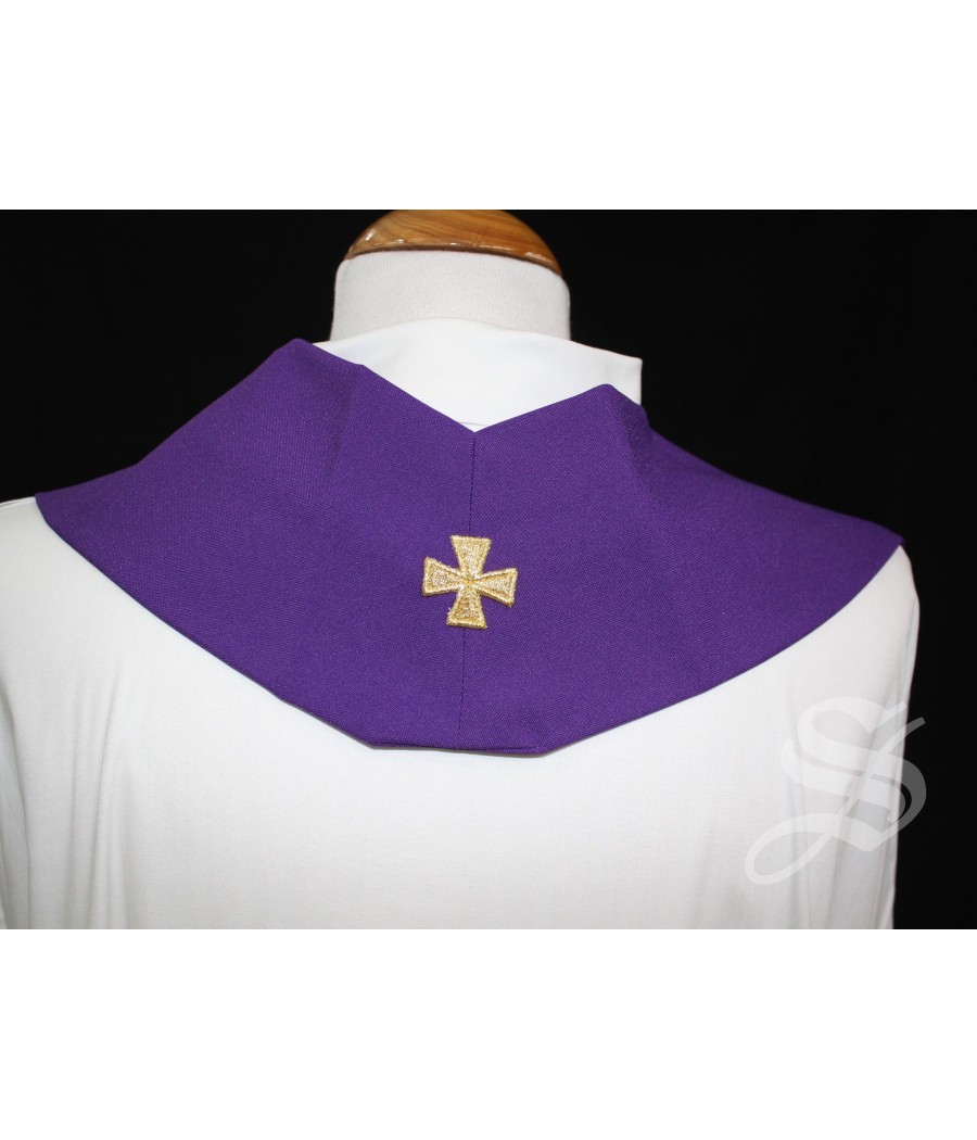 ESTOLA 846 MORADA CRUZ HOJAS EN BLANCO Y MORADO