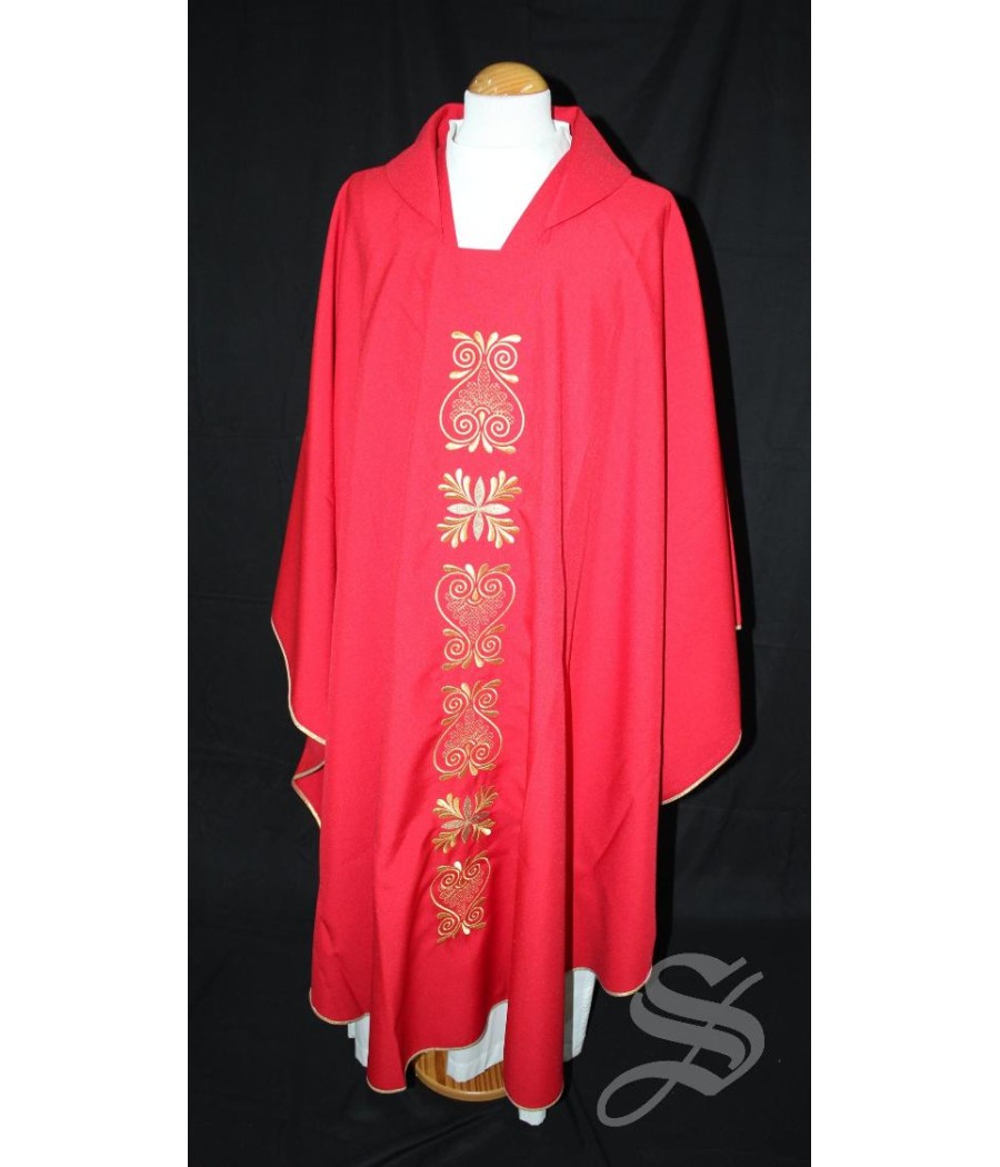 CASULLA 709 ROJA HOJAS DORADAS