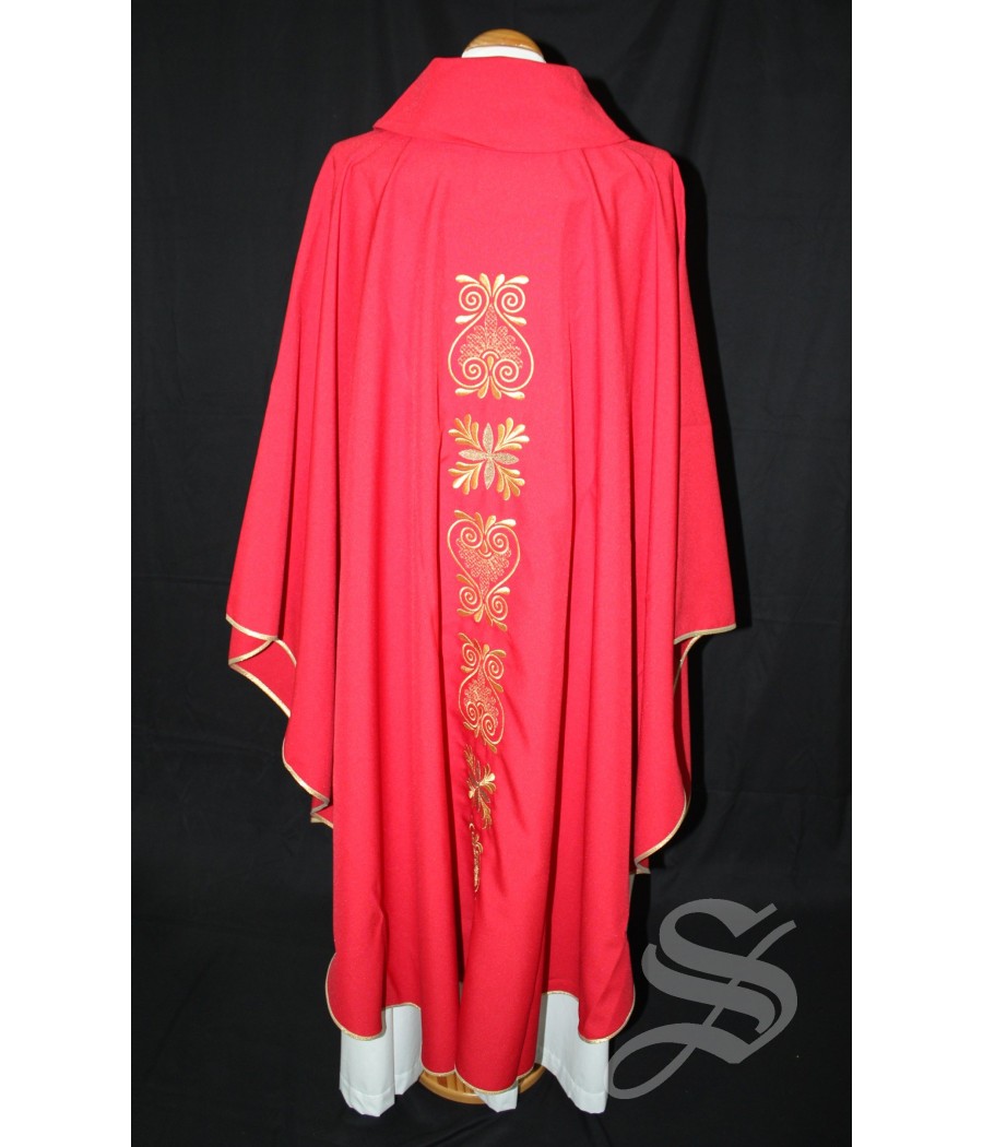 CASULLA 709 ROJA HOJAS DORADAS