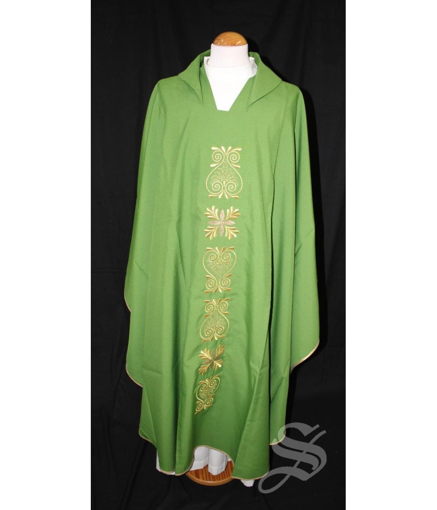 CASULLA 709 VERDE HOJAS DORADAS