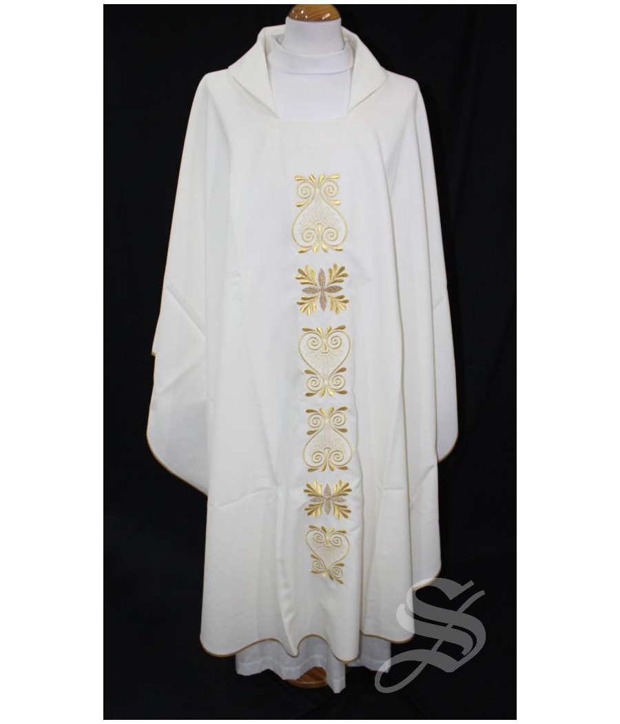 CASULLA 709 BLANCA HOJAS DORADAS