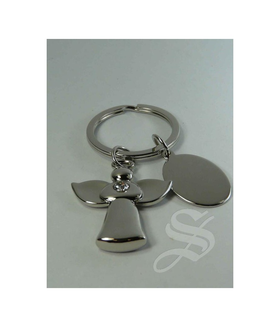 LLAVERO ANGEL CON PIEDRA Y CHAPA